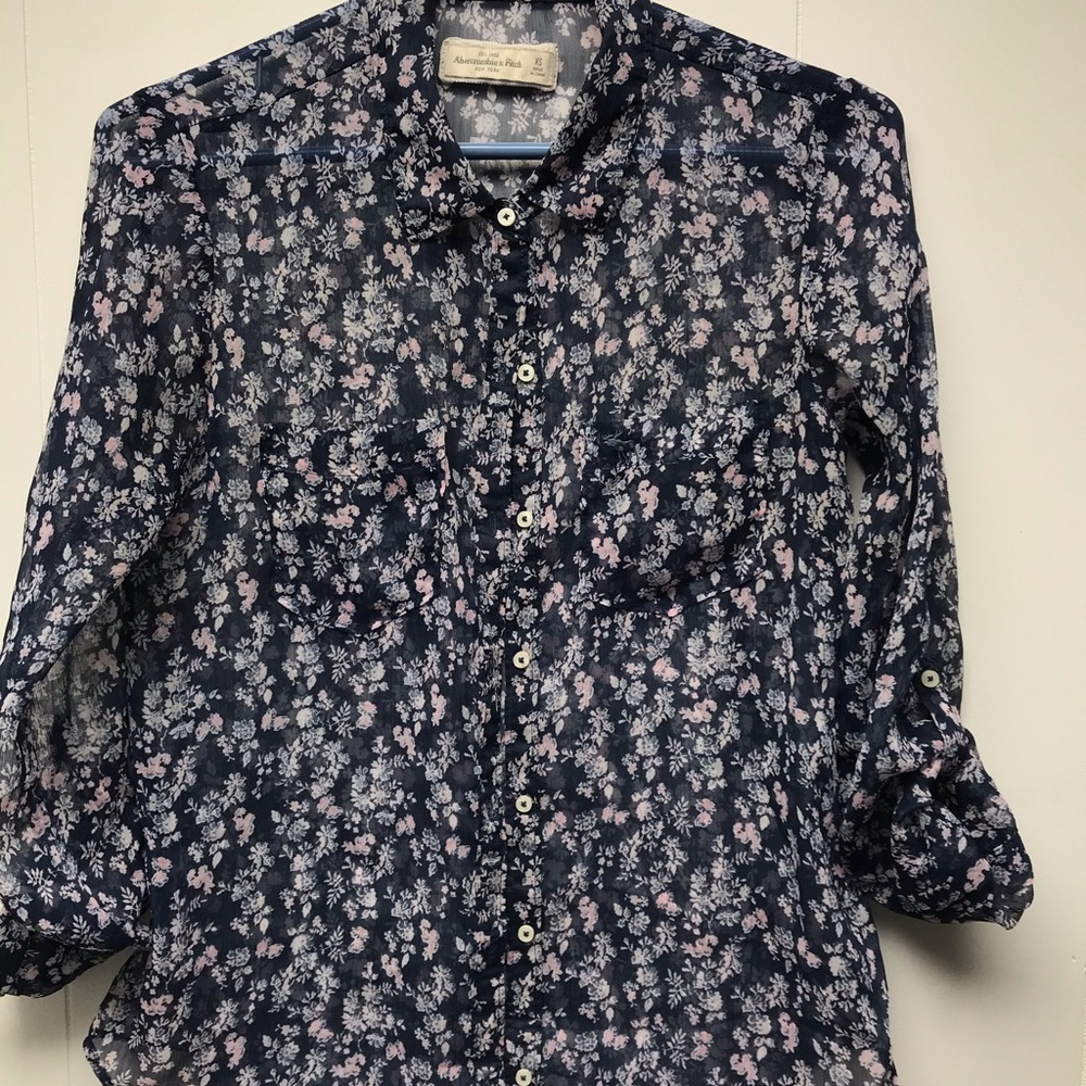 floral A&F collared button down